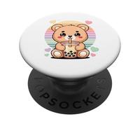 Nounours Mignon Bubble Tea Boba Amour Arc en Ciel PopSockets PopGrip Adhésif