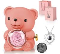 Nounours Ours Rose Eternelle Collier Cadeau pour Femme Mère Maman Original
