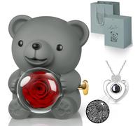 Nounours Ours Rose Eternelle Collier Cadeau pour Femme Mère Maman Original
