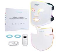 Nourished Bodynskin Masque Visage et Cou de Luminothérapie LED - Appareil de Soin de la Peau du Visage - 7 Couleurs Rouge et Bleu - Rajeunissement, Produit Anti-âge pour les Rides.