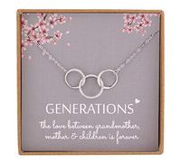 NOURISHLOV Collier des 3 générations pour cadeaux de grand-mère - Collier en argent sterling 925 avec 3 cercles entrelacés CZ pour maman, petite-fille, petit-fils, bijoux pour la fête des mères