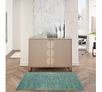 NOURISON Essentials Tapis de Sol d'intérieur/extérieur, Nettoyage Facile, ne perd Pas Ses Poils, pour Chambre à Coucher, Salon, Salle à Manger, Jardin, terrasse, Patio (0,9 x 1,5 m) - Bleu/Vert