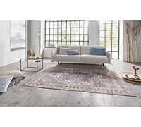 Nouristan Asmar Tapis de salon - Orient Touch - Motif Floral - Tissu Plat - pour Salle à Manger, salon, Chambre à Coucher - Bleu - 200 x 290 cm