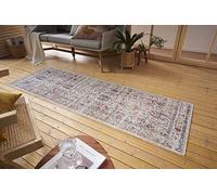 Nouristan Luxor Tapis d'intérieur et d'extérieur oriental tissé à plat style vintage, aspect usé, lavable, résistant aux intempéries et aux UV, pour balcon, terrasse, jardin, salon, crème multicolore,