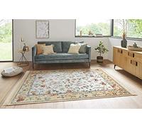 Nouristan Naveh Orient Poils Courts à Franges Vintage Oriental Velours Tapis pour Salle à Manger Salon Chambre, 135 x 195 cm, Rayonne Coton, Cord crème, 135x195 cm