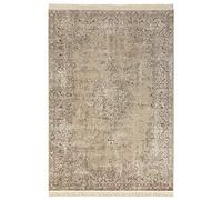 Nouristan Naveh Orient Poils Courts avec Franges Vintage Tapis Oriental en Velours pour Salle à Manger, Salon, Chambre à Coucher-Vert Olive, 160 x 230 cm, Rayonne Coton