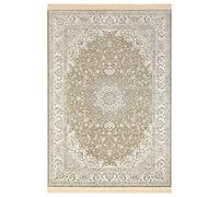 Nouristan Naveh Orient Tapis de salon à poils courts avec franges - Vintage - En velours oriental - Pour salle à manger, salon, chambre à coucher - Vert olive gris, 160 x 230 cm - Coton - 160 x 230 cm