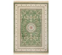 Nouristan Naveh Orient Tapis de Salon Oriental à Poils Courts avec Franges Vintage Tapis Oriental en Velours pour Salle à Manger, Salon, Chambre à Coucher - Vert 135 x 195 cm