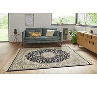 Nouristan Tapis Oriental en Velours avec Franges - Antique Nain NAVEH (160 x 230 cm, 60% Viscose, 40% Coton, adapté au Chauffage au Sol), Bleu foncé, Vert