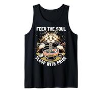 Nourrir l'âme. Slurp avec fierté. Humeur de ramen de chat. Débardeur
