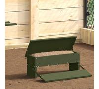 Nourrisseur à Pédale pour Poules Vert Olive 48,5 x 39,5 x 19 cm | Acier durable, anti-nuisibles, intérieur extérieur, montage rapide, entretien facile