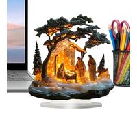 Nourriture de Noël classique en acrylique - Niche de Noël complexe pour table de Noël | Élégante décoration de Noël en acrylique 7,09, lieu de naissance de Jésus, pièce maîtresse pour fête de Noël
