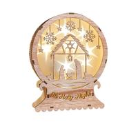 Nourriture de Noël lumineuse - Statuette de crèche en bois 3D LED Décoration lueur spirituelle de Noël, Faith Holiday Accent | Vitrine d'hiver saisonnière pour étagère de manteau Plateau à niveaux