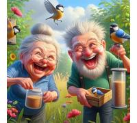 Nourriture hilarante oiseaux Diamond Painting Kit Pour Adulte Débutants,5D DIY Square Broderie Diamant Painting kit Complet,Strass Point de Croix diamond Art painting pour Maison Décor 50x50cm