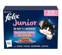 Nourriture humide pour chatons - FELIX - Junior - Gelée - Variétés mélangées - Lot de 6 sachets de 85 g