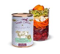 Nourriture humide Terra Canis Senior - Pour chien - Qualité alimentaire riche - Avec bœuf, céleri, abricot et herbes de santé - 400 g - Faible allergène - Sans céréales et sans gluten