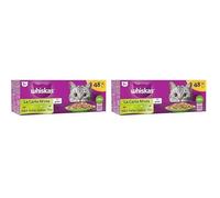 Nourriture humide - WHISKAS - Repas Mixte - 48 Sachets Fraîcheur - Pâtée en Gelée - 4 Saveurs Variées
