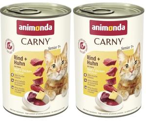 Nourriture pour Chat Carny Senior, Nourriture Humide pour Chat à partir de 7 Ans, bœuf + Poulet avec Fromage, 6 x 400 g (Lot de 2)