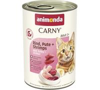 Nourriture pour chat GranCarno Adult d’animonda, nourriture humide pour chat adulte, bœuf, dinde + crevettes, 6 x 400 g