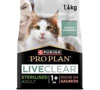 Nourriture pour chat - TWINBIRD - Purina Pro Plan LiveClear, Croquettes Chat Stérilisé Saumon, Réduit Allergènes, 6x1,4kg