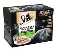 Nourriture pour chats - Sheba - Terrines Classiques - 72 barquettes de 85g - 4 variétés - Pâtée équilibrée