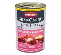 Nourriture pour chien GranCarno Sensitiv Adult d’animonda, nourriture humide pour chien adulte, pur bœuf + pomme de terre, 6 x 400 g