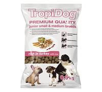 Nourriture sèche Premium pour Chiens Riche en Dinde avec du Riz pour Chiots de Petites et Moyennes Races 500g