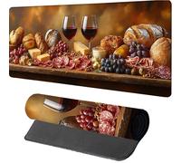 Nourriture Tapis de Souris Gaming 600x300x3mm, Vin Tapis de Souris XXL, sous Main Bureau, Mouse Pad avec Rubber Base, Accessoires Bureau, Mousepad avec Coutures sur Les Bords, pour Gamer, C-1998
