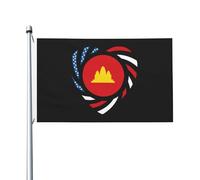Nous Aimons L'Amérique Et Le Kampuchéa Démocratique. Amour Éternel. Drapeaux Avec Œillets Drapeau De Jardin Couleurs Vives Bannière Pour Bar Mur Vacances 90X150Cm