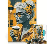 Nous Aimons Le café Puzzle de 1000 pièces pour Adolescents Jeu Stimulant Le Cerveau Emboîtement précis sans espaces Activité relaxante en Groupe à l'intérieur (38x26cm)