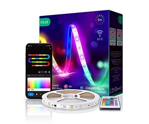 NOUS Alexa RGB Ruban Led 5m - Bande WiFi multicolore avec telecomande, Amazon Echo Google Home Tuya smart life lumiere pour chambre, cuisine, tv. Bandeau leds gaming kit decoration lumière F1