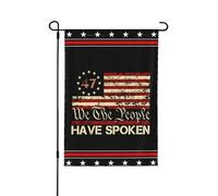Nous avons parlé. Pouvez-vous nous entendre ? Drapeau de jardin 12x18 pour la décoration extérieure de votre cour ou jardin. Petit décor extérieur.