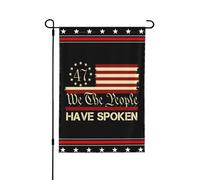 Nous avons parlé. Pouvez-vous nous entendre ? Drapeau de jardin 28x40 pour la décoration extérieure de votre cour ou jardin. Petit décor extérieur.
