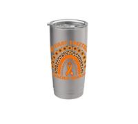 Nous combattons ensemble le guerrier de la leucémie Orange Boho Rainbow Gobelet isotherme en acier inoxydable double paroi
