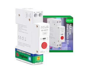 NOUS D1Z ZigBee 3.0 DIN 16A Avec Surveillance Énergétique, Hub Erforderlich | 90-240V, Mesure de Consommation, Compatible Home Assistant, Alexa et Google Home, Contrôle des applications, Contrôle vocal
