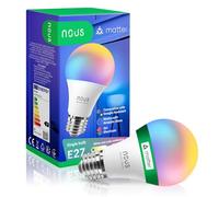 NOUS E27 RGB Matter Ampoule Connectee, LED WiFi Dimmable Couleur Ampoules Intelligente Avec Telecommande App, Compatible avec Alexa, Google Home, Home Assistant, Tuya Smart Life