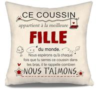 Nous espérons Qu’à Chaque Fois Que tu serres ce Coussin dans tes Bras il Te rappelle Combien Nous t’Aimons Housses de Coussin pour la Fille de Maman Papa Fille Anniversaire Cadeau de Noël (Fille-b)
