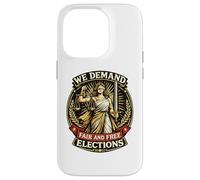 Nous exigeons des élections Libres et équitables Lady Justice Coque pour iPhone 14 Pro
