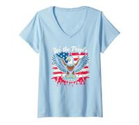 Nous, Les Gens, savons Comment Faire la fête T-Shirt avec Col en V, Femme, Bleu Céleste, XL