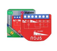 NOUS Module Interrupteur Intelligent ZigBee avec Mesure de Puissance, 2 Canaux, AC 16A/DC 10A, 3.0 Hub Requis, Compatible avec Alexa, Zigbee2MQTT, Google Assistant, Home Assistant, Tuya