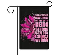 Nous ne savons pas à quel point le cancer du sein est fort. Drapeaux de jardin léopard tournesol, drapeau double face, drapeaux de vacances pour décoration extérieure, 12,6 x 18,5 pouces