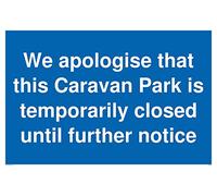 Nous nous excusons que ce Caravan Park est temporairement fermé jusqu'à nouvel avis - Vinyle/autocollant.