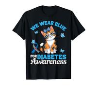 Nous portons du Bleu pour sensibiliser au diabète Calico Cat Supporter T-Shirt