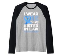 Nous portons du Bleu pour Soutenir ma Belle-sœur Contre Le Cancer Colorectal Manche Raglan