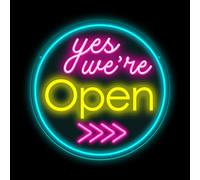 Nous sommes ouvert Signe de néon Signe dimmable a mené ouvert Décor mural de néon USB alimenté Signe d'entreprise illuminé pour les affaires Boutique de cadeaux Restaurant Bar Salon Store14.96x14.96