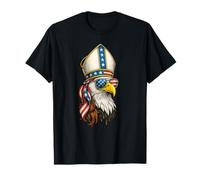 Nous sommes Pope Cardinal Chicago US Flag Patriotic Bald Eagle T-Shirt