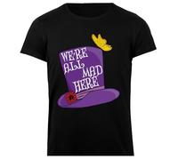 Nous Sommes Tous Fous Ici Alice au Pays des Merveilles T-Shirt Femme Basic Coton Noir Basic Cotton Black Women's T-Shirt