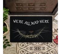 Nous Sommes Tous Fous Ici, Conception De Fond Noir De Chat Paillasson D'Entree Lavable en Machine Tapis De Douche Doux Welcome Paillassons pour Chambre Porte Extérieur 40X60 Cm