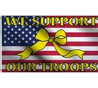 Nous Soutenons Nos Troupes Usa Yellow Ribbon Military Drapeau De Festival 90X150Cm Couleurs Éclatantes Drapeau De Jardin Décoratif Bannière Cour Pour Toutes Les Saisons Décoration Dortoirs