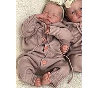 Nouveau 19 Pouces déjà Peint Fini Reborn bébé poupée Jumeaux Levi éveillé et endormi Nouveau-né bébé poupée 3D Peau veines Visibles (Close Eyes)